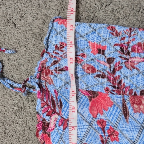 4/$12 Knox Rose Blue Red Floral Smocked Bodice Tiered Skirt Midi Dress - Picture 10 of 11